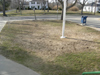 Rye Beach, NH Post Office image before lawn removed, loam removed, new loam added, sod and paver walkway installed.